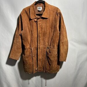 Vintage Via Max Mens Brown Suede Leather Jacket Coat Mens M Western Retro VTG **